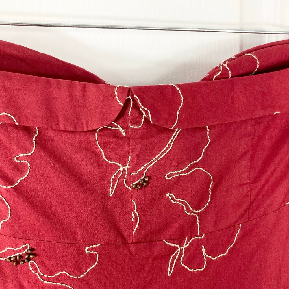 NWOT TIBI Dress 8 Merlot Beads Embroidery FitFlare Pleated Sweetheart-CuffedNeck - Picture 9 of 13